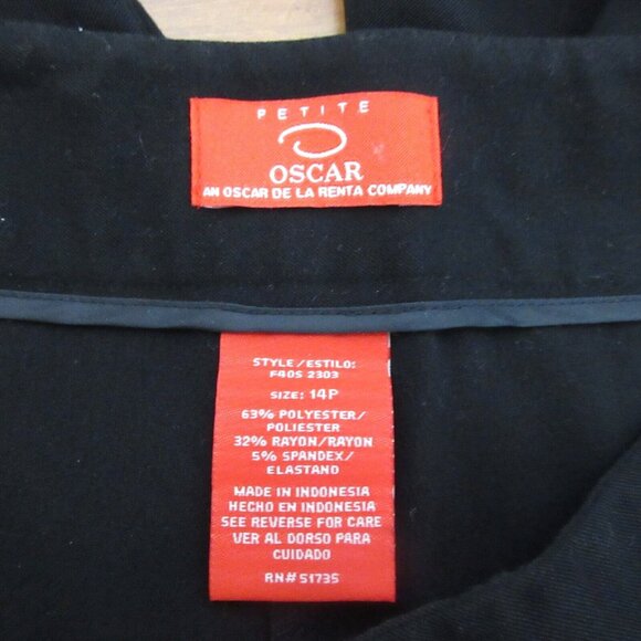 OSCAR DE LA RENTA Dress Pants Women Petite 14 Black Straight Leg Classic Slacks - Picture 3 of 6